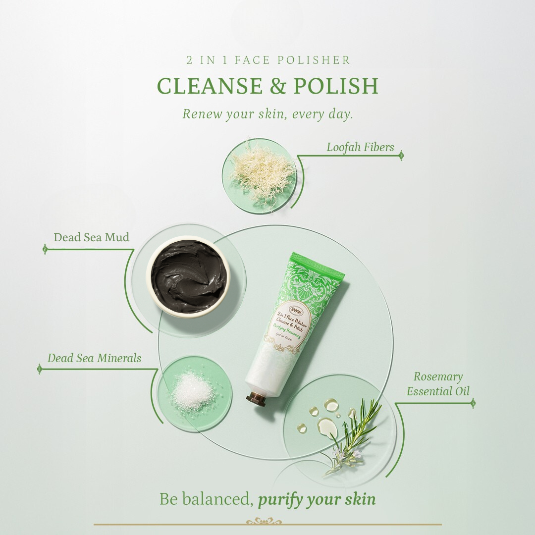 2 in 1 Face Polisher Purifying Rosemary 125ml