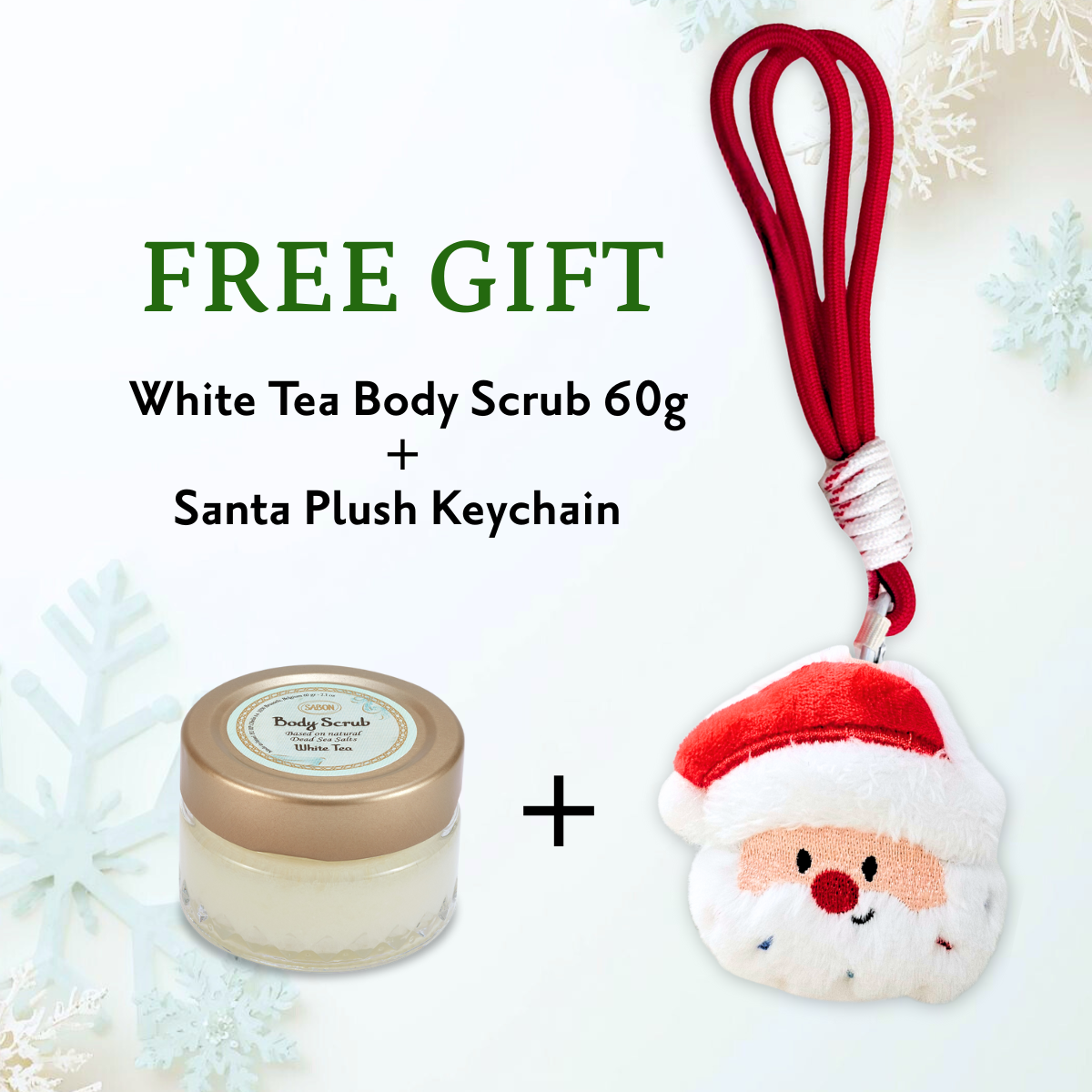 Free Gift - White Tea Body Scrub (60g) + Santa Plush Keychain