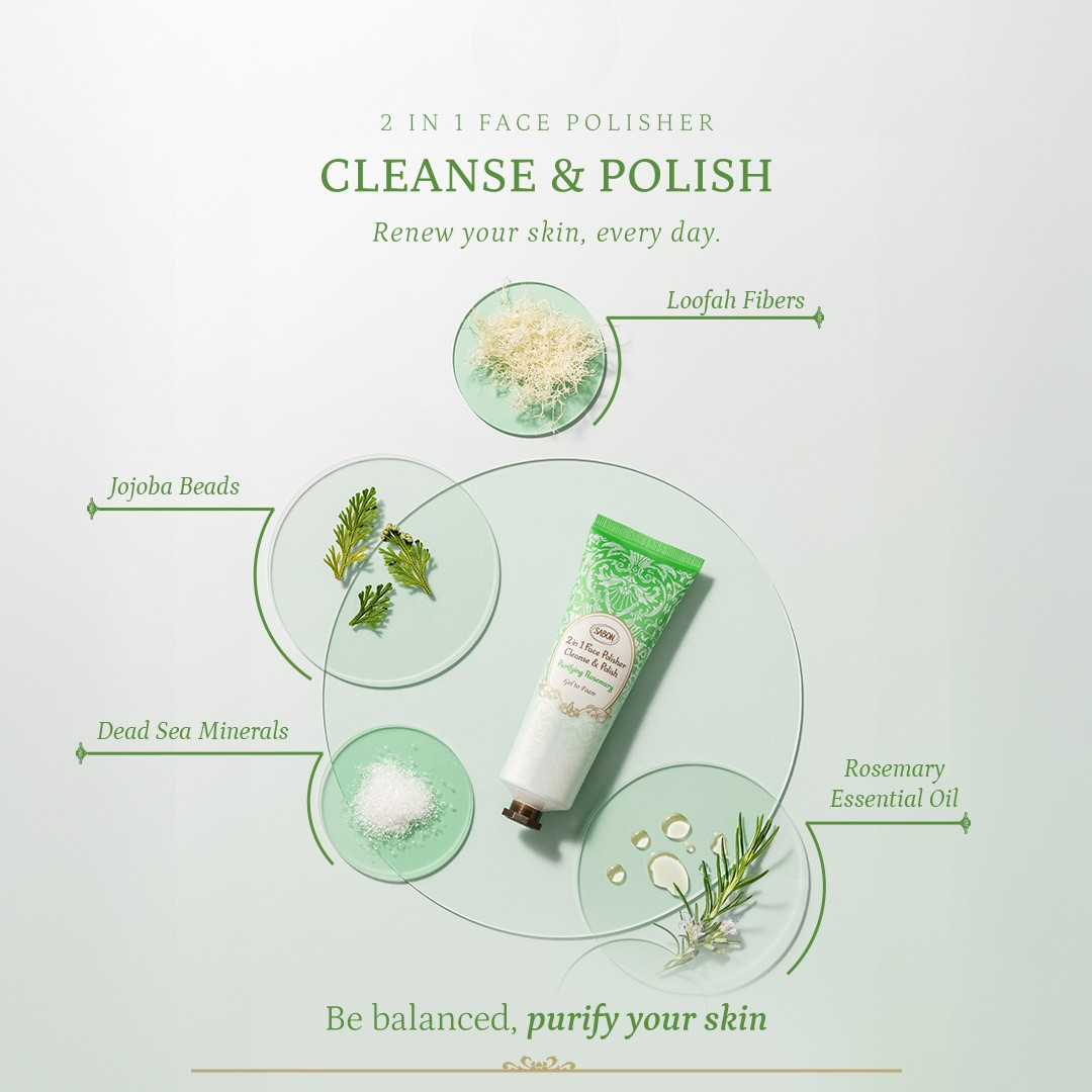 2 in 1 Face Polisher Purifying Rosemary 125ml