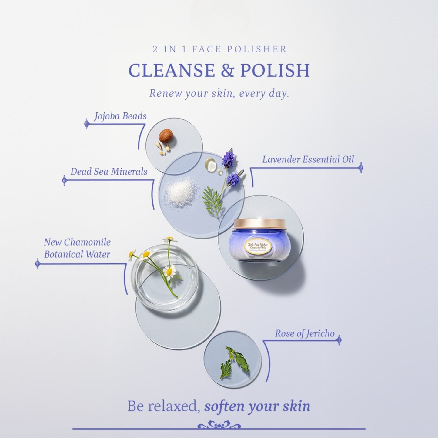 2 in 1 Face Polisher Softening Lavender